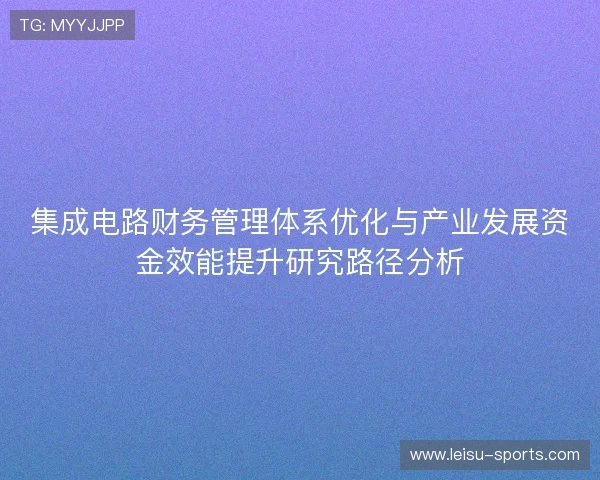 集成电路财务管理体系优化与产业发展资金效能提升研究路径分析